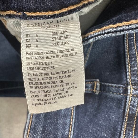 American Eagle Mid-Rise Jeans WMNS 4 Blue Denim Distressed Next Level Stretch - Picture 7 of 12